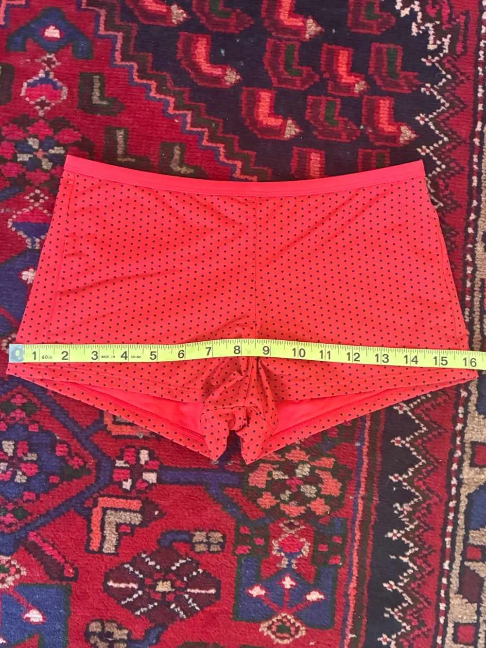 Frankie’s Bikinis Red and Black Polka Dots Boyshorts Swim Bottoms